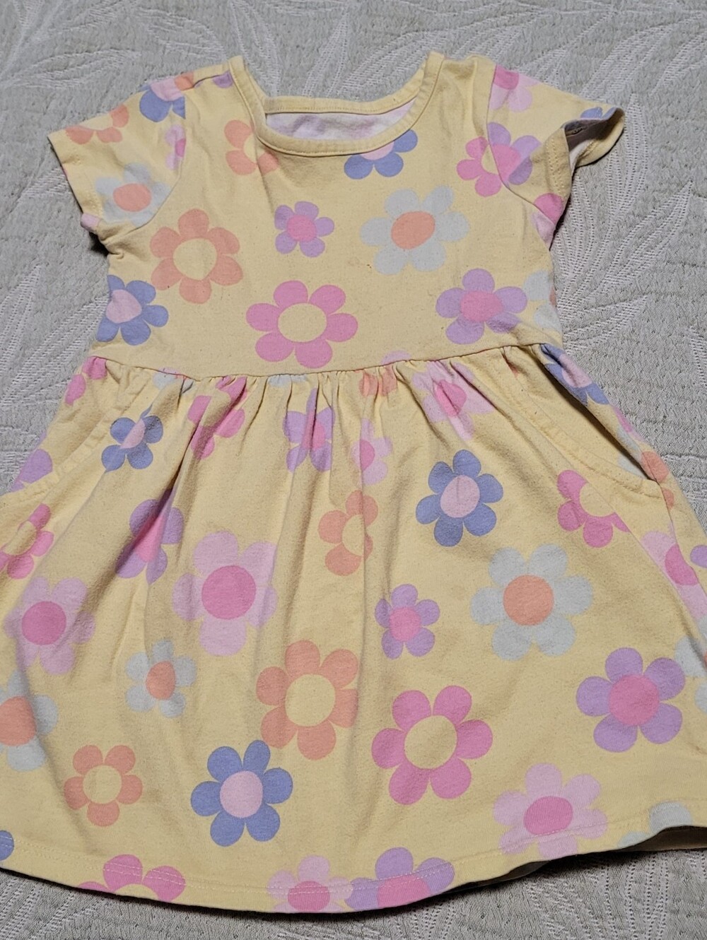 💚Free In Any Bundle Over $10 Floral Cotton Dress with Pink & Purple Blooms